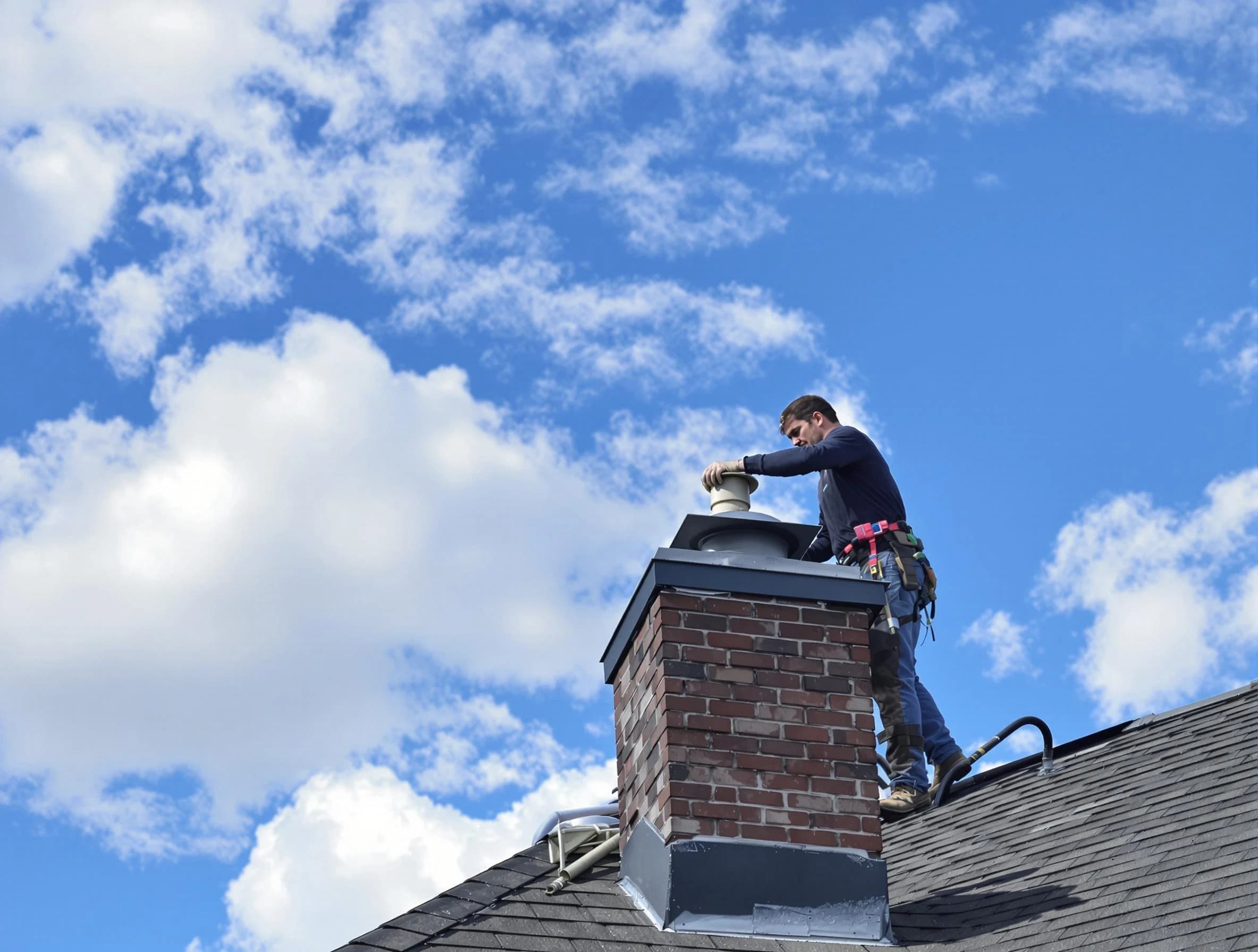 Kearny Chimney Sweep installing a sturdy chimney cap in Kearny, NJ
