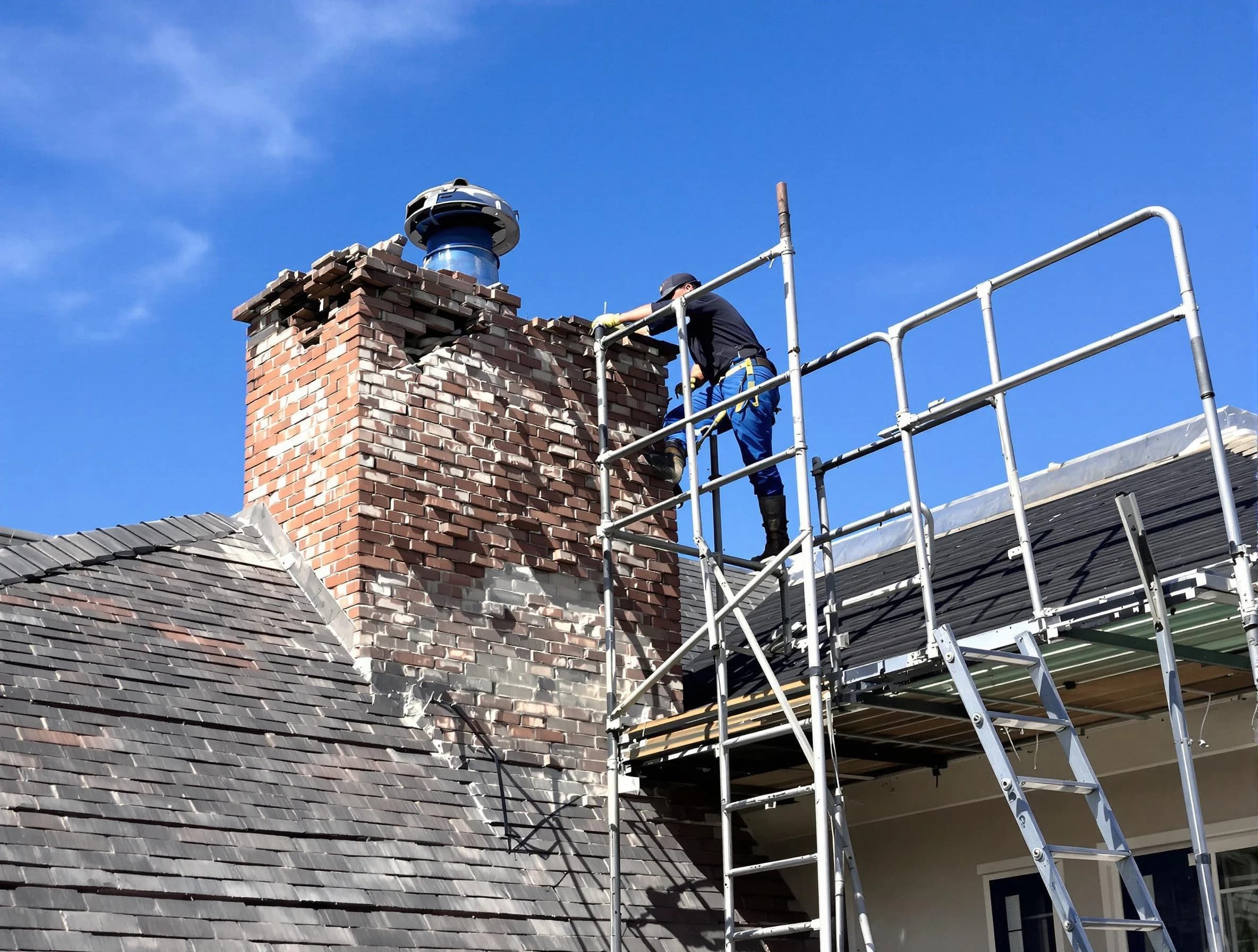 Rebuilding a chimney structure by Kearny Chimney Sweep in Kearny, NJ