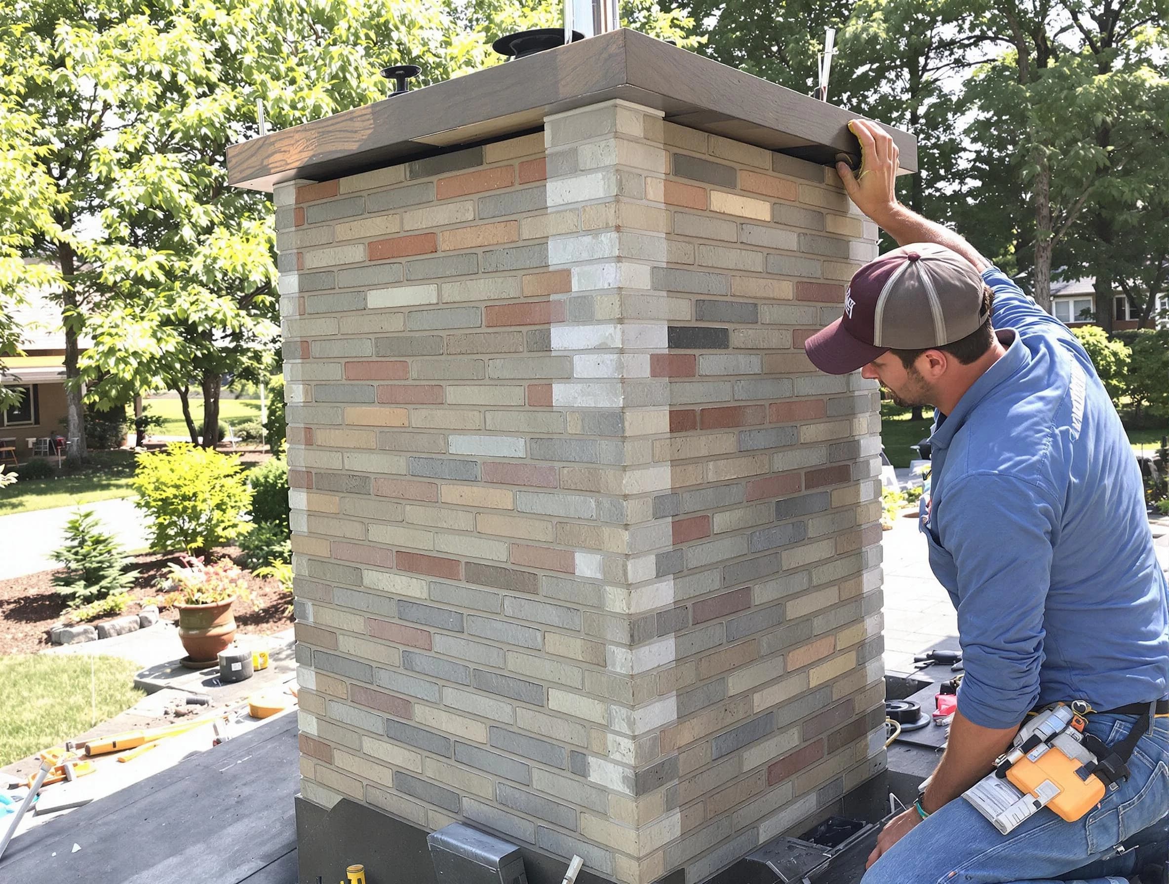 Kearny Chimney Sweep completing a modern chimney remodel in Kearny, NJ