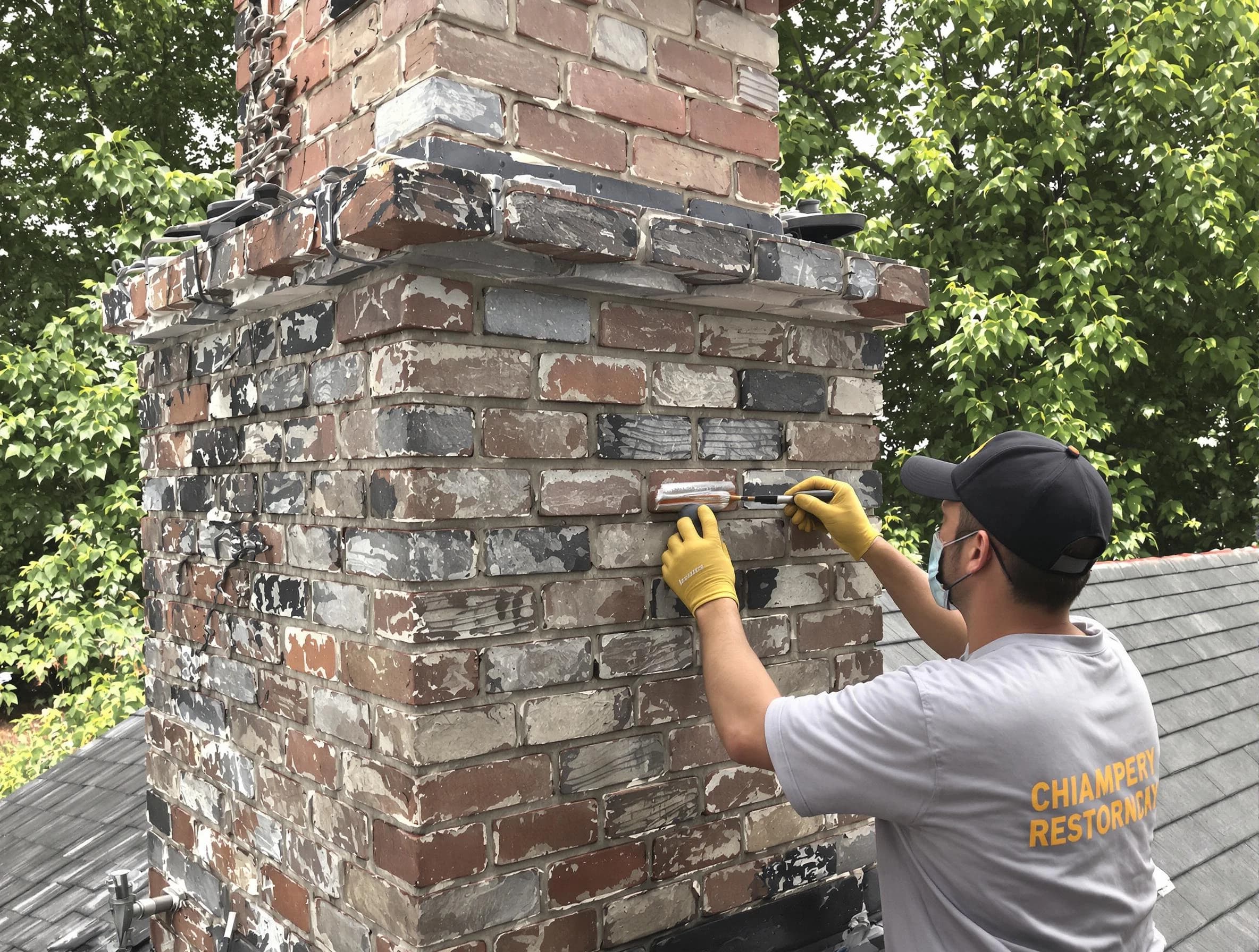 In-progress chimney restoration by Kearny Chimney Sweep in Kearny, NJ