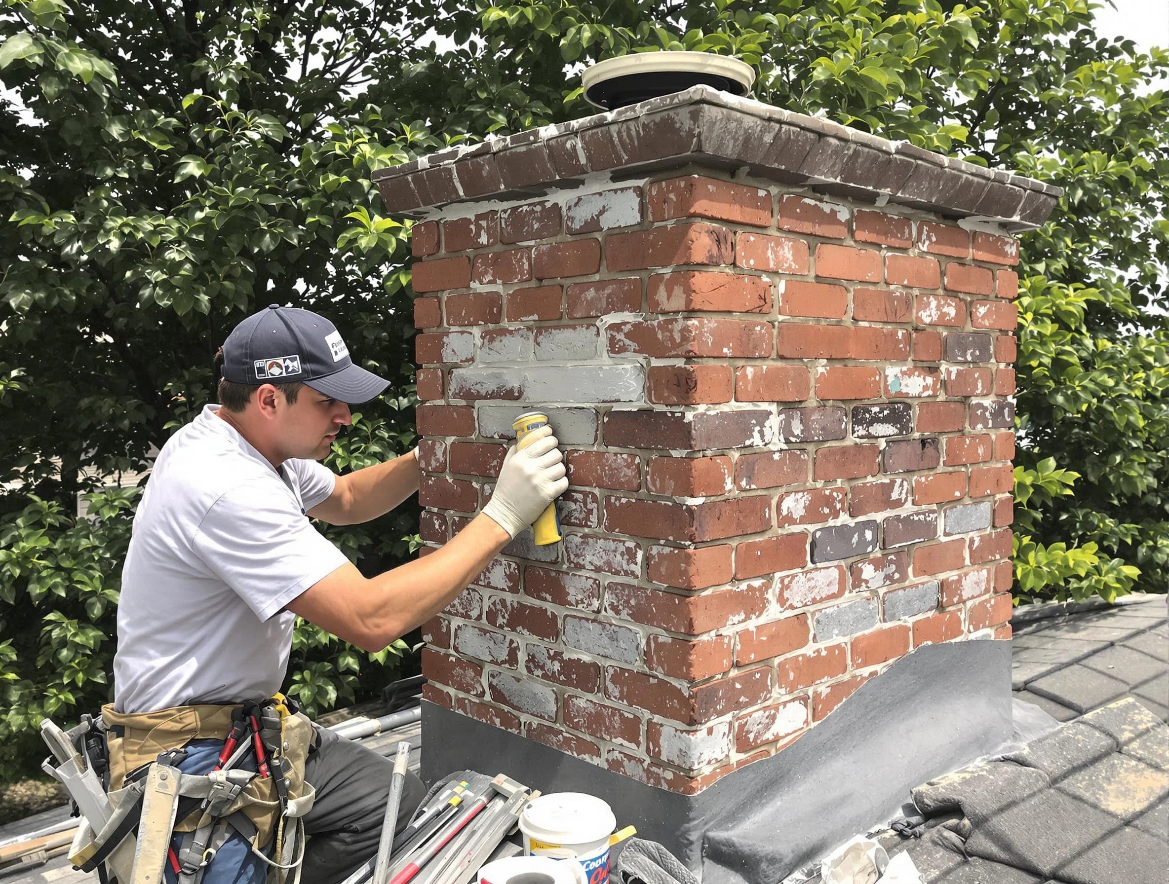 Kearny Chimney Sweep restoring an aging chimney in Kearny, NJ