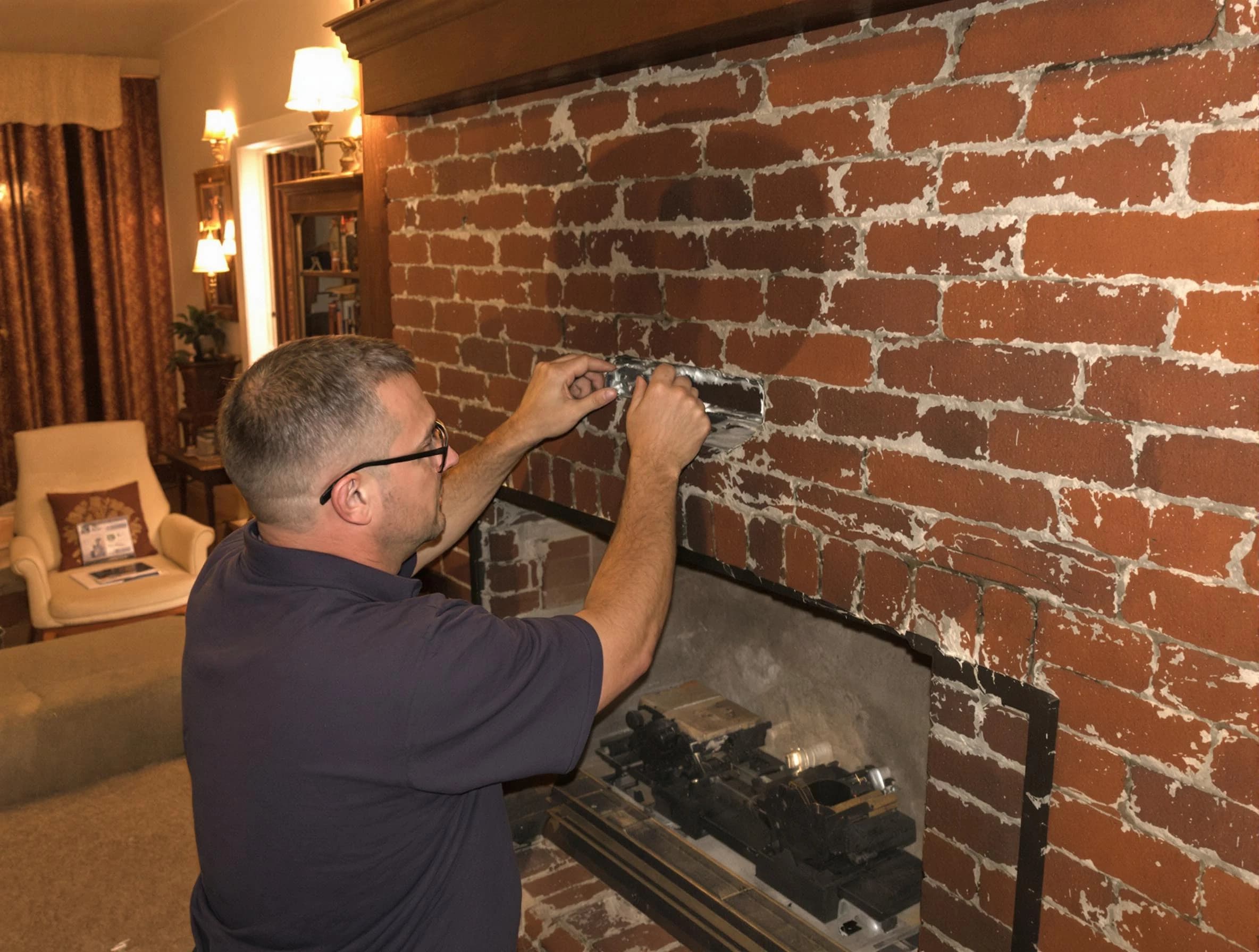 Kearny Chimney Sweep expert fixing a fireplace in Kearny, NJ