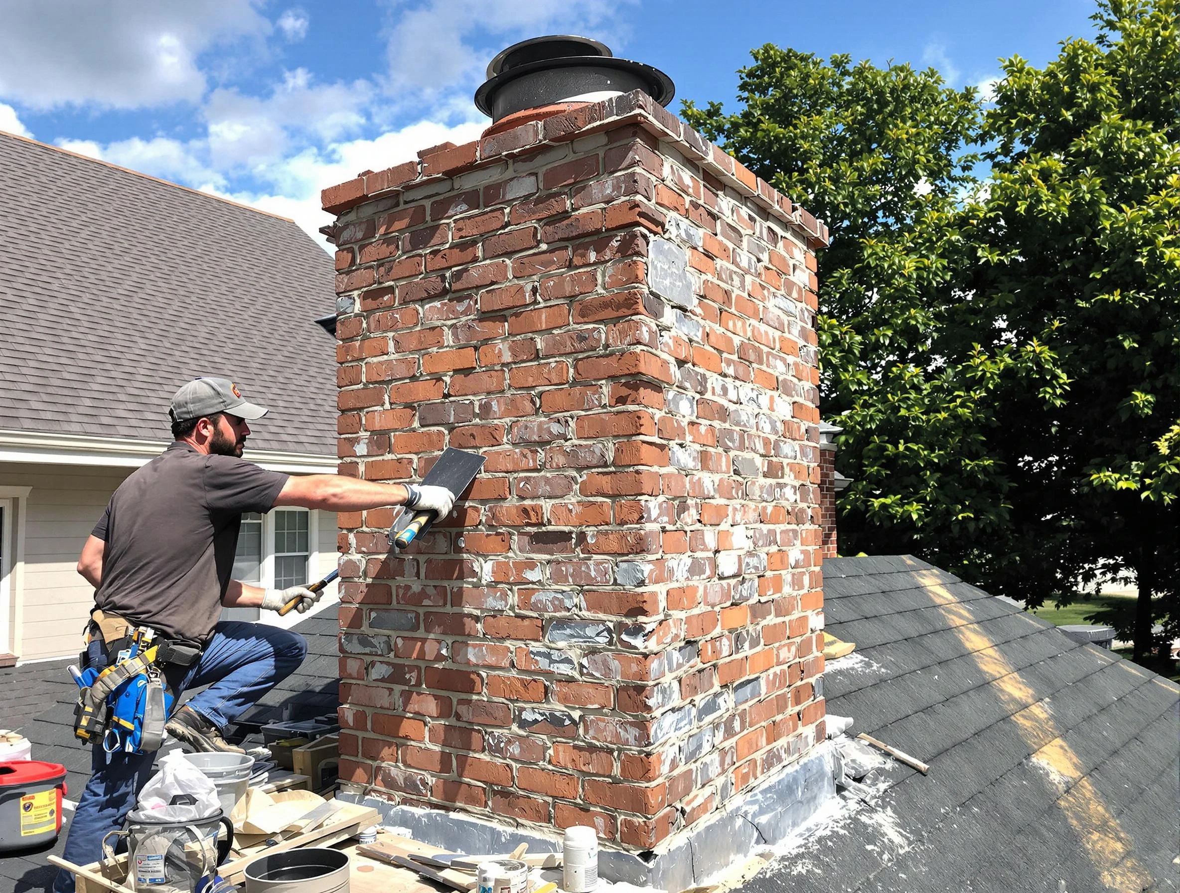 Completed chimney rebuild by Kearny Chimney Sweep in Kearny, NJ