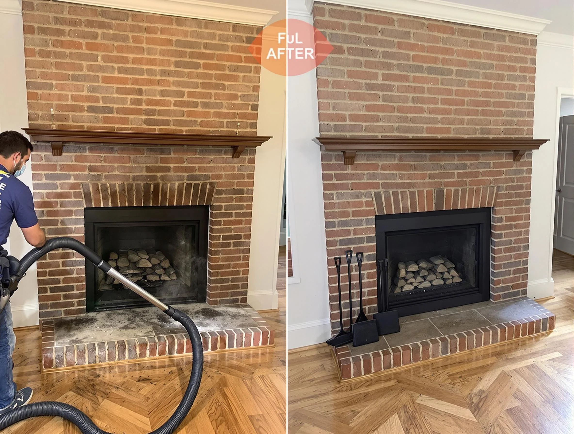 Kearny Chimney Sweep carefully sanitizing a fireplace in Kearny, NJ